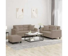 Sofa Sofos komplektas su pagalvėmis, 3 dalių, taupe, audinys