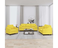 Sofa Sofos komplektas su pagalvėmis, 3 dalių, geltonas, audinys