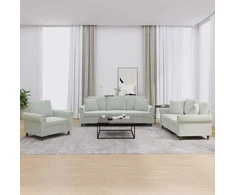Sofa Sofos komplektas su pagalvėmis, 3 dalių, pilkas, aksomas