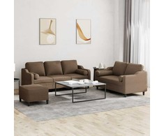 Sofa Sofos komplektas su pagalvėmis, 3 dalių, rudas, audinys