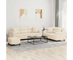 Sofa Sofos komplektas su pagalvėmis, 3 dalių, smėlio, audinys