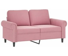 Sofa Sofos komplektas su pagalvėmis, 3 dalių, rožinis, aksomas