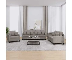 Sofa Sofos komplektas su pagalvėmis, 3 dalių, taupe, audinys
