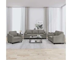 Sofa Sofos komplektas su pagalvėmis, 3 dalių, taupe, audinys