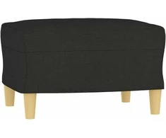 Sofa Sofos komplektas su pagalvėmis, 3 dalių, juodas, audinys