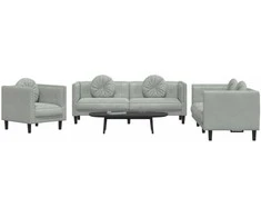 Sofa Sofos komplektas su pagalvėmis, 3 dalių, pilkas, aksomas