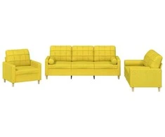 Sofa Sofos komplektas su pagalvėmis, 3 dalių, geltonas, audinys