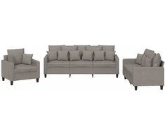 Sofa Sofos komplektas su pagalvėmis, 3 dalių, taupe, audinys