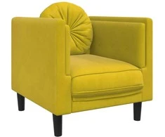 Sofa Sofos komplektas su pagalvėmis, 3 dalių, geltonas, aksomas