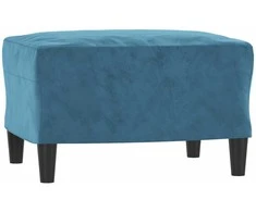 Sofa Sofos komplektas su pagalvėmis, 3 dalių, mėlynas, aksomas