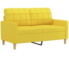 Sofa Sofos komplektas su pagalvėmis, 3 dalių, geltonas, audinys