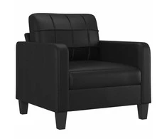 Sofa Sofos komplektas su pagalvėmis, 3 dalių, juodas, dirbtinė oda