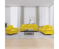 Sofa Sofos komplektas su pagalvėmis, 3 dalių, geltonas, aksomas