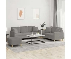 Sofa Sofos komplektas su pagalvėmis, 3 dalių, taupe, audinys
