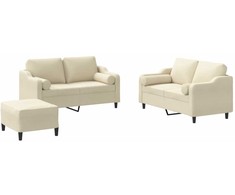 Sofa Sofos komplektas su pagalvėmis, 3 dalių, kreminis, audinys