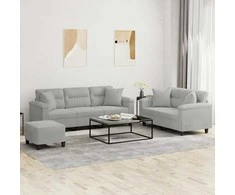 Sofa Sofos komplektas su pagalvėmis, 3 dalių, pilkas, audinys