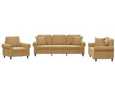 Sofa Sofos komplektas su pagalvėmis, 3 dalių, rudas, aksomas