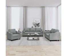 Sofa Sofos komplektas su pagalvėmis, 3 dalių, pilkas, audinys
