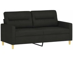 Sofa Sofos komplektas su pagalvėmis, 3 dalių, juodas, audinys