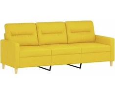 Sofa Sofos komplektas su pagalvėmis, 3 dalių, geltonas, audinys