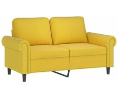 Sofa Sofos komplektas su pagalvėmis, 3 dalių, geltonas, aksomas