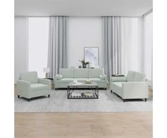 Sofa Sofos komplektas su pagalvėmis, 3 dalių, pilkas, aksomas