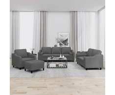 Sofa Sofos komplektas su pagalvėmis, 4 dalių, pilkas, audinys