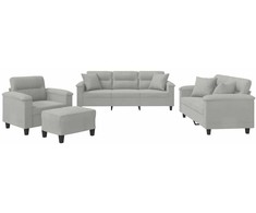 Sofa Sofos komplektas su pagalvėmis, 4 dalių, pilkas, audinys