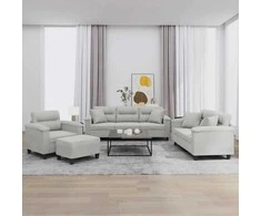 Sofa Sofos komplektas su pagalvėmis, 4 dalių, pilkas, audinys