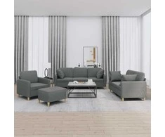 Sofa Sofos komplektas su pagalvėmis, 4 dalių, pilkas, audinys