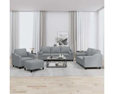 Sofa Sofos komplektas su pagalvėmis, 4 dalių, pilkas, audinys