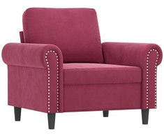 Sofa Sofos komplektas su pagalvėmis, 4 dalių, vyno, aksomas