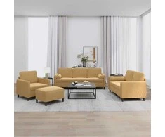 Sofa Sofos komplektas su pagalvėmis, 4 dalių, rudas, aksomas