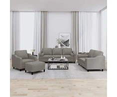 Sofa Sofos komplektas su pagalvėmis, 4 dalių, taupe, audinys