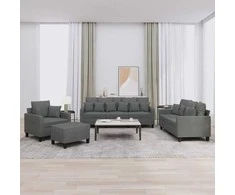 Sofa Sofos komplektas su pagalvėmis, 4 dalių, pilkas, audinys