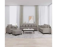 Sofa Sofos komplektas su pagalvėmis, 4 dalių, taupe, audinys