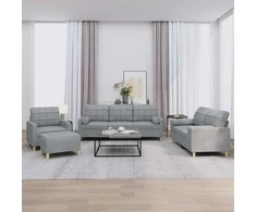 Sofa Sofos komplektas su pagalvėmis, 4 dalių, pilkas, audinys