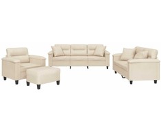 Sofa Sofos komplektas su pagalvėmis, 4 dalių, smėlio, audinys