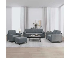 Sofa Sofos komplektas su pagalvėmis, 4 dalių, pilkas, aksomas