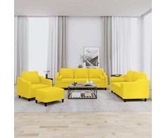 Sofa Sofos komplektas su pagalvėmis, 4 dalių, geltonas, audinys