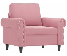 Sofa Sofos komplektas su pagalvėmis, 4 dalių, rožinis, aksomas