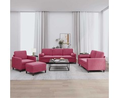 Sofa Sofos komplektas su pagalvėmis, 4 dalių, vyno, aksomas
