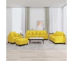 Sofa Sofos komplektas su pagalvėmis, 4 dalių, geltonas, audinys
