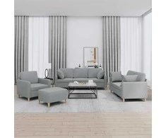 Sofa Sofos komplektas su pagalvėmis, 4 dalių, pilkas, audinys