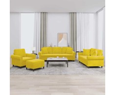 Sofa Sofos komplektas su pagalvėmis, 4 dalių, geltonas, aksomas