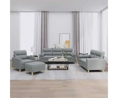 Sofa Sofos komplektas su pagalvėmis, 4 dalių, pilkas, audinys