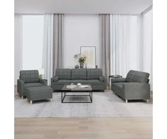 Sofa Sofos komplektas su pagalvėmis, 4 dalių, pilkas, audinys
