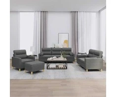 Sofa Sofos komplektas su pagalvėmis, 4 dalių, pilkas, audinys