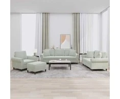 Sofa Sofos komplektas su pagalvėmis, 4 dalių, pilkas, aksomas