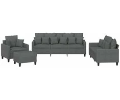 Sofa Sofos komplektas su pagalvėmis, 4 dalių, pilkas, audinys